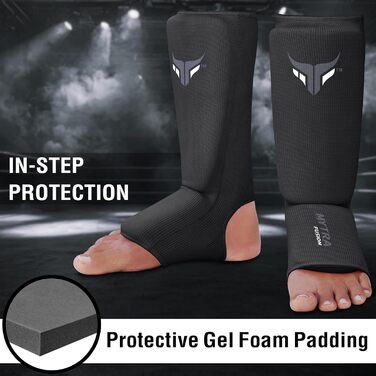 Дитячі щитки для кікбоксингу, легкі щитки для гомілок, розтяжні м&39які тренувальні щитки для муай-тай та ММА, дитячі розмір XXS, чорні (2 шт.)