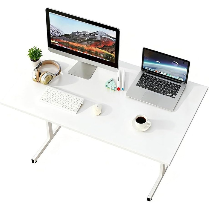 Письмовий стіл 80 x 50 см, офісний стіл з цільною дерев&39яною стільницею, комп&39ютерні столи для офісних робочих місць, стіл для спальні та вітальні, білий 0,8 x 0,5 м