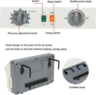 Протипролежневий матрац FOOJO, матрац зі змінним тиском, функцією підйому та перекидання вліво/вправо, медичний надувний матрац для профілактики пролежнів та виразок під час декубіту