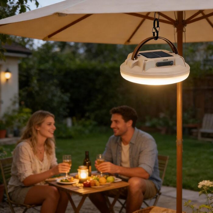 Сонячний ліхтар для кемпінгу акумуляторний світлодіодний ліхтар з 4 режимами портативні сонячні кемпінгові ліхтарі для піших прогулянок, походів, риболовлі, дому, відключення електроенергії, бежевий