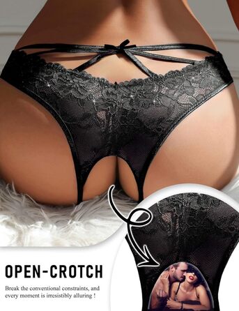 Сексуальні трусики-стрінги OhYeahLady, відкритий крок, великі розміри, чорні