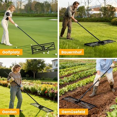Гребінь для вирівнювання газону 75x25 см, садовий рівняч з подовженою ручкою 190 см для двору та саду