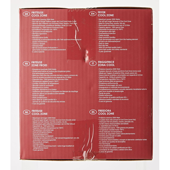 Масляна фритюрниця Bestron з технологією холодної зони, фритюрниця об'ємом 3,5 літра, плавно регульований регулятор температури до 190C, частково можна мити в посудомийній машині, 2000 Вт, колір Black Black Single