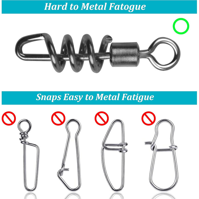 Рибальські вертлюги AGOOL Застібки Стовбурні вертлюги Штопорні застібки Вертлюги Рибальські аксесуари Нержавіюча сталь Морська прісноводна риболовля Лідер Приманка Джиги Зєднувач волосіні