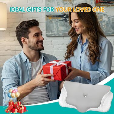 Подушка для шиї, подушка з піни з ефектом пам&39яті, подушка для шиї, подушка для голови, ергономічна подушка для сну на боці, на спині та на животі, 62x49/12 см, сірий/білий