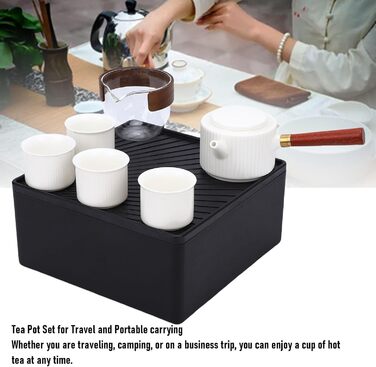 Автоматичний чайний сервіз Чайний Шлях, портативний керамічний чайник та набір чашок з коробкою для зберігання, ідеальний для подорожей, активного відпочинку, кемпінгу, дому, офісу, як подарунок