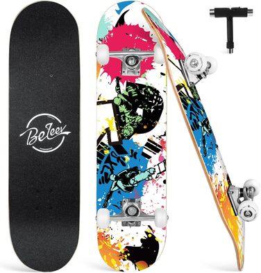Скейтборд для дітей, підлітків та дорослих BELEEV Cruiser Skateboard 31 x 8 Inch – Red