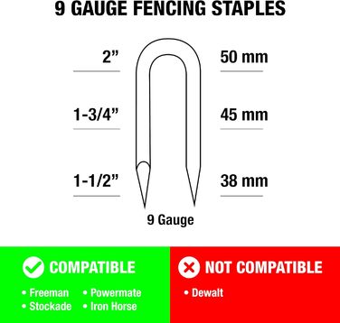 Скоби для огорожі з оцинкованої сталі Freeman FS105G1916 1-9/40,6 см, 10,5 калібру (1500 штук), FS9G2 9 калібру, 2&39