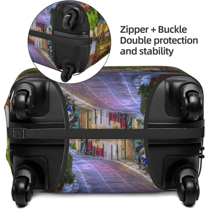 Чохол для валізи Весняний сад з принтом, еластичний захист від подряпин та пилу, чорний, розмір 95