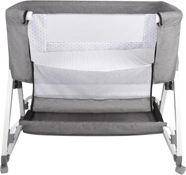 Дитяче ліжечко Side-by-Side, дитяче ліжечко 2-в-1 від народження до 25 кг, додаткове ліжко з 6 регулюваннями висоти, з матрацом/відкидною бічною панеллю/колесами, ліжечко з сітчастої тканини - 80 x 40 x 100-115 см - льон 80 x 40 x 100-115 см - льон