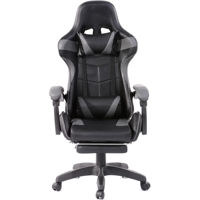 Ігрове крісло VDD Cyclone з підставкою для ніг - Офісне крісло - Гоночне ігрове крісло - Сірий/чорний