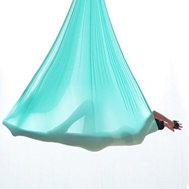 Комплект обладнання для гамака для йоги F.Life Aerial Silk, міцний, 10 ярдів, бірюзовий/гетавей, однотонні матеріали