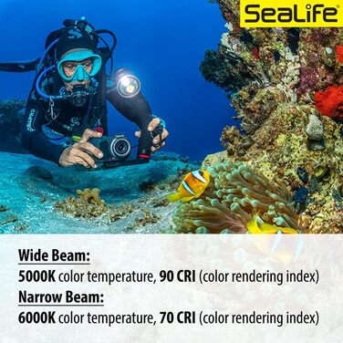 Підводний ліхтар SeaLife Sea Dragon 3000SF Pro Dual Beam - Red з подвійним промінням, глибиною занурення 100 м, червоне світло для нічного бачення, включаючи систему кріплення та батарейки/блок живлення, комплект світлодіодних ліхтарів (ручка та лоток)