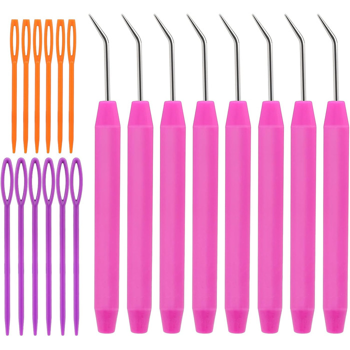 Набір гачків для вязання, гачки для вязання, 8 шт., гачки для вязання з різнокольоровими спицями, швейні голки з великими вушками для вязання, рожевий (рожевий/фіолетовий/помаранчевий)