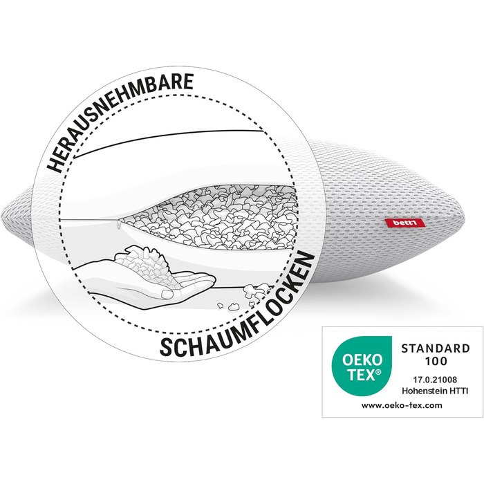 Ліжко для охоронців1 Подушка з віскози 40x80 см (ергономічна подушка, гнучко регулюється по висоті, пластівці віскози з ефектом пам&39яті, чохол можна прати при 60 C, Oeko-Tex 100) 80 x 40 см