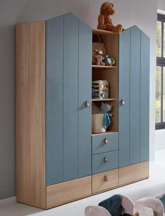 Шафа-купе з двома дверима та плавним закриттям/демпфіруванням дверей, колір дуба Нагано, висока якість