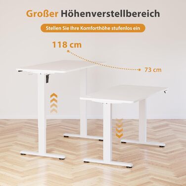 Стіл з регульованою висотою 120 x 60 см, стіл з електричним регулюванням висоти та функцією пам&39яті, стіл для роботи стоячи, регульований стіл, комп&39ютерний стіл для офісу, стіл для роботи стоячи, білий 120 x 60 см
