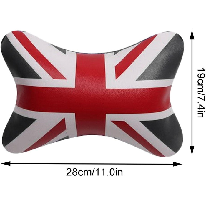 Подушка для шиї автомобіля Facynde Union Jack - подушка для шиї автомобільних сидінь Union Jack Flag Pattern - PU шкіра PP бавовна Зручна підтримка шиї Британська