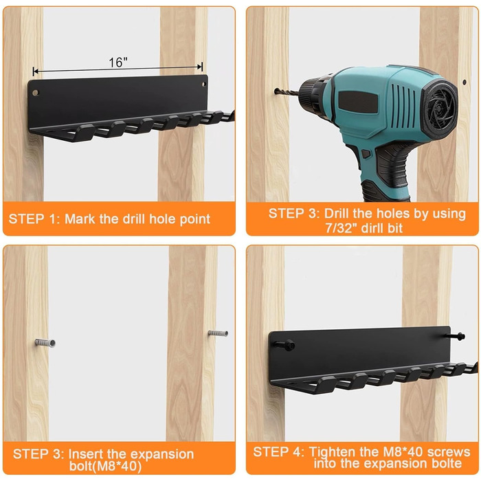 Органайзер для стійок для спортзалу, вішалка для аксесуарів для домашнього спортзалу, настінний гачок для олімпійських штанг, ракеток, м&39ячів або інструментів (електронна книга з інструкціями в комплекті)