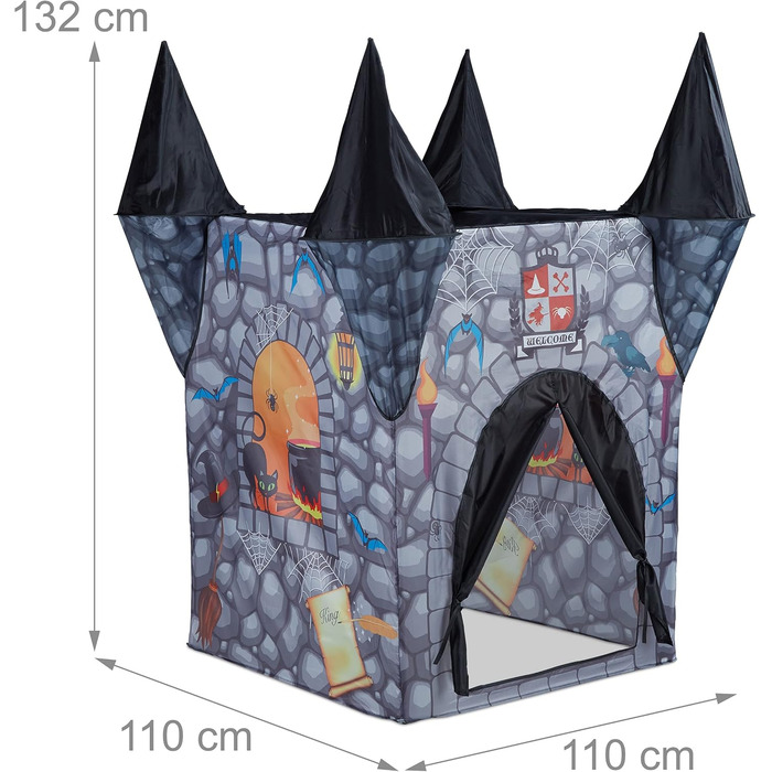 Ігровий намет дитячий замок з привидами, дитячий намет для дівчаток і хлопчиків, від 3 років, ВхШхГ 132 x 110 x 110 см, сірий, 10022463