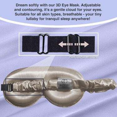 Шовкова маска для очей MATASSE Silk Your Life - 3D контурна маска для сну, чохол для очей, маска для сну з ремінцем для жінок, шам