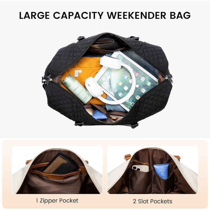 Жіноча дорожня сумка Sucipi, сумка для вихідних, сумка для лікарні, сумка для пологів, сумка для мами, велика водонепроникна спортивна сумка, дорожня сумка з відділенням для взуття та вологим відділенням для авіаподорожей, тренажерний зал, кемпінг, чорний