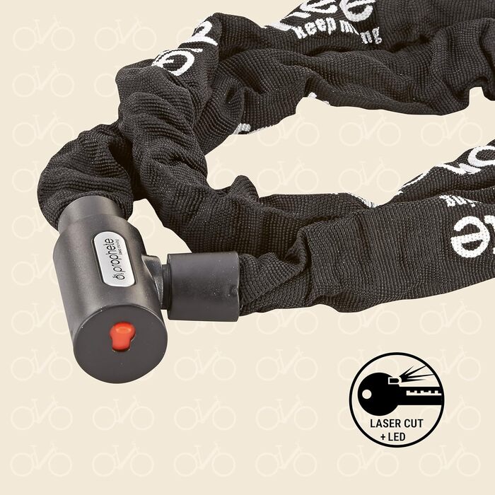 Замок велосипедний Prophete, ланцюговий з автоматичним замиканням, захист від втрати ключа, довжина 120 см, колір чорний