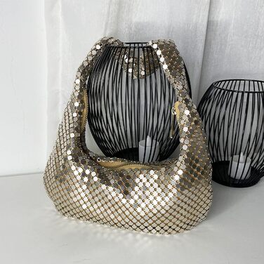 Жіноча сумка на вечірку, клатч з металевими паєтками, золота однотонна сумочка на ланцюжку