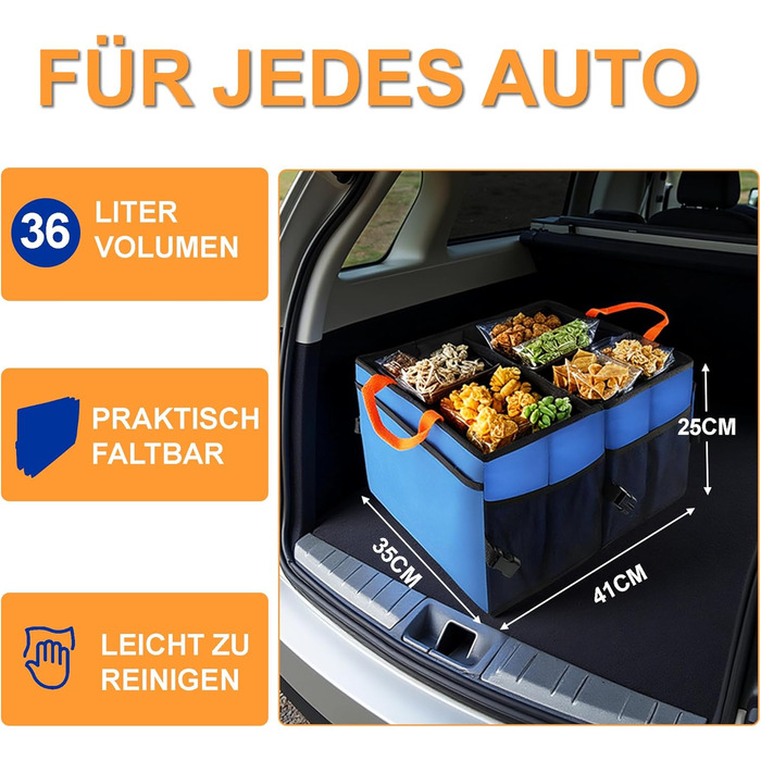 Преміум сумка для багажника авто, практичний органайзер з міцного оксфорду 600D, водонепроникна, з антиковзким покриттям та ручками. Компактна сумка-бокс для автомобіля, кемпінгу та зберігання речей (36л)