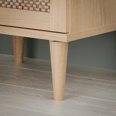 Шафа 165, Шафа в стилі бохо з 3 дверима, вішалка для одягу, полиці, інженерна деревина, декор дуба Elegancia/технораттан, 165 см завширшки x 208 см заввишки x 52 см завглибшки, 3-дверна шафа