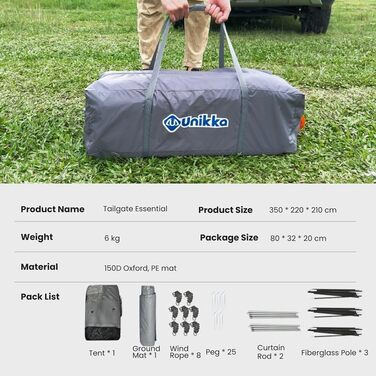 Необхідний аксесуар для пікніків - Автотент Heckzelt Водонепроникний, підходить для всіх моделей авто UA238