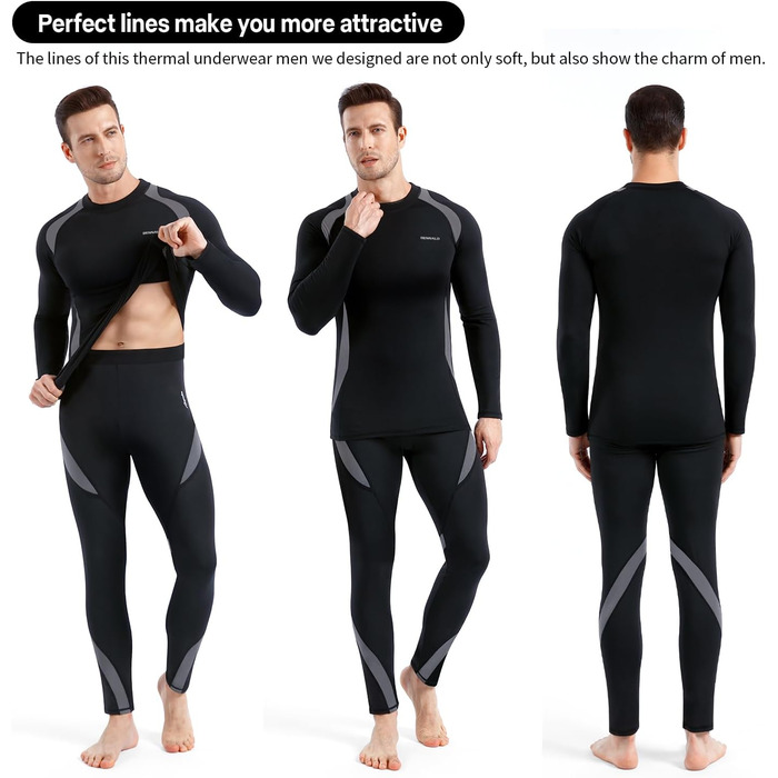 Чоловіча термобілизна, комплект зимової лижної білизни, функціональна білизна, тепла, м&39яка, дихаюча, термомайка, термотруси для чоловіків, розмір S, сірий
