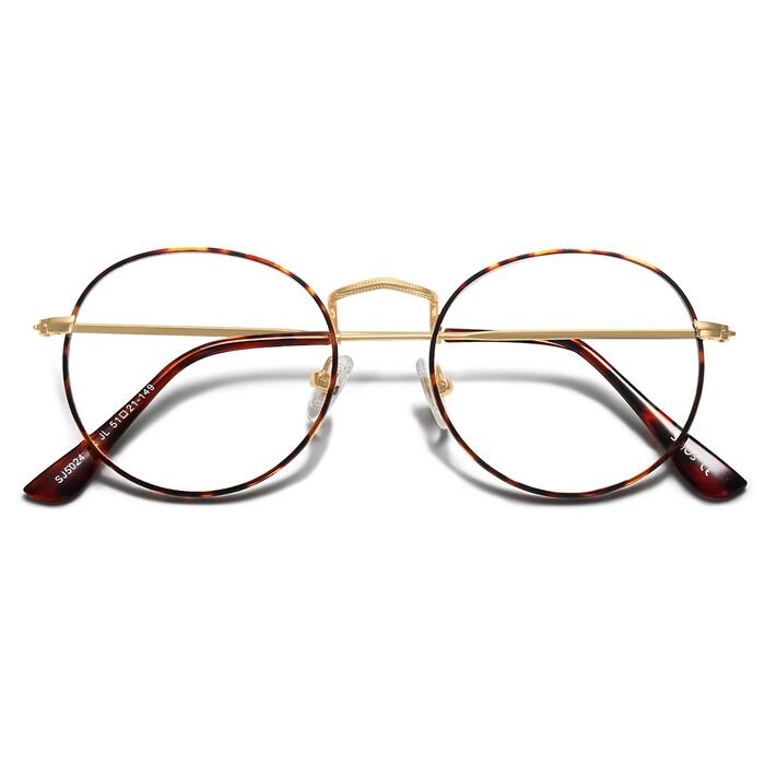 Окуляри SOJOS Retro SJ5024 круглі з леопардовою оправою та фільтром синього світла