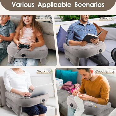 Надувна подушка для читання, ПВХ подушка для читання для ігор, портативна подушка-підлокітник з 3 отворами для накачування для гри та перегляду телевізора, 80 x 59 x 37 см