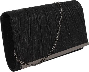 Чорний клатч з блискітками та знімним ланцюжком для вечірки, весілля, балу або урочистого заходу 06152
