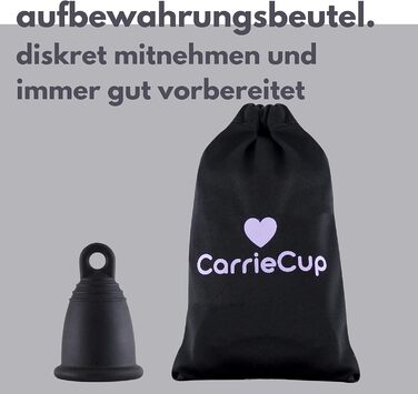 Середній, Зроблено в Німеччині в т.ч. мішечок - без BPA, альтернатива тампонам і прокладкам, без силікону, Менструальна чаша чорна M - 28 мл - Чорний
