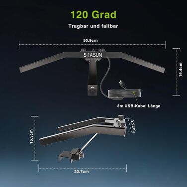 Світлодіодне освітлення для мішні для дартсу STASUN, складна система освітлення всієї дошки, професійний аксесуар для дартсу з регульованим кутом та яскравістю, без бічних відблисків TOR 120