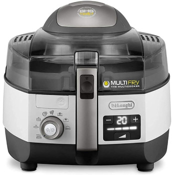 Аерофритюрниця De'Longhi MultiFry Extra Chef Plus FH1396, мультиварка місткістю 1,7 кг, 8 програм приготування, система конвекції з 2 нагрівальними елементами, функція гриля, додаток Recipe, 2300 Вт, білий 8 програм