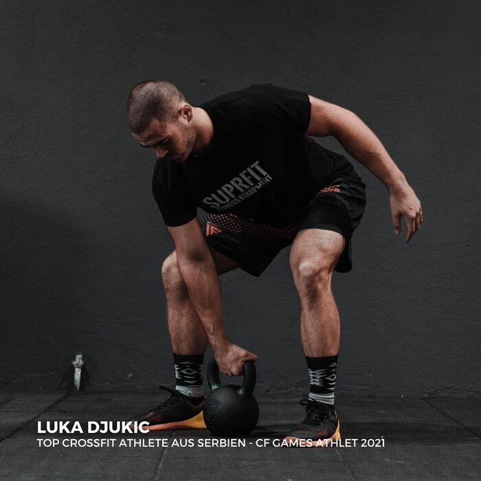 Гіря SUPRFIT Econ чавунна з порошковим покриттям для силових та крос-тренувань, ідеальна для ривків, штовхань та жимів, чорна, 32 кг