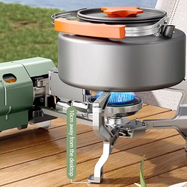 Складаний газовий пальник для кемпінгу, портативна плита з п'єзопідпалом та алюмінієвим вітрозахистом для туризму, походів та пікніків (без газових балонів)