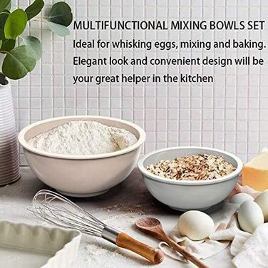 Набір мисок для змішування AIKKIL з 6 шт. , пластикова салатниця Nist з кришкою, миска з кришкою, містить 2 виделки та 4 мірні лож