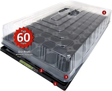 Кімнатна теплиця Profi XL з автоматичним зрошенням для вирощування кімнатної теплиці з ванною капілярна система горщикова пластина витяжка, 24 Hydroponics 60