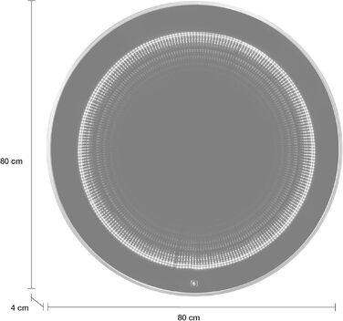 Настінне дзеркало LC Home Infinity Ø80см дзеркало для макіяжу зі світлодіодним підсвічуванням дзеркало для передпокою дзеркало для ванної кімнати дзеркало з алюмінієвою рамою нескінченне дзеркало (срібло)