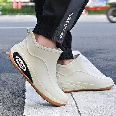 Водне взуття, гумові чоботи, короткі гумові чоботи, для чоловіків та жінок, до щиколотки, зручні, для садівництва, легкі, для катання на човні, кемпінгу, вітрильного спорту, подорожей та походів, бежевий, 39 1/3 EU