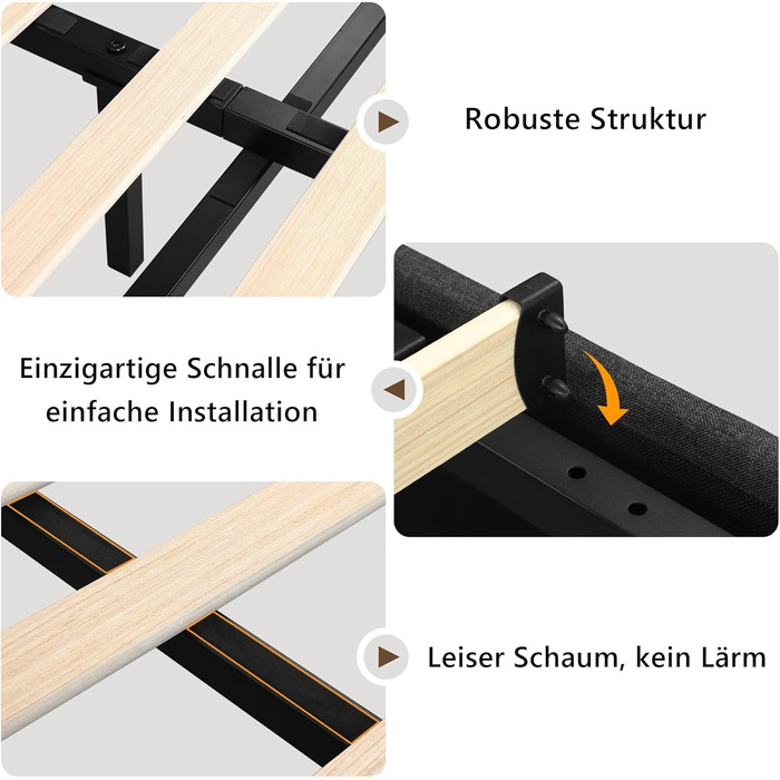 Ліжко FEONASE 140x200 з місцем для зберігання, М&39яке ліжко 140x200 см зі світлодіодним освітленням та зарядною станцією, Каркас ліжка з гідравлічним та лляним узголів&39ям, місцем для зберігання, Рейкова основа, Матрац не входить до комплекту, Темно-сір