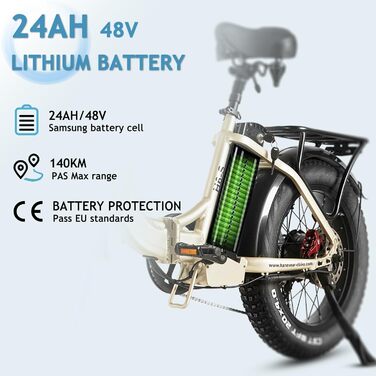 Складний велосипед HANEVEAR H6-S E Bike з літієвою батареєю 1152Wh/d1D7D0d1D7D2, 140KM, 65Nm 250W двигун заднього колеса, 20 * 4' Fat Tire Ebike Pedelec City, електричні велосипеди для дорослих чоловіків жінок золото