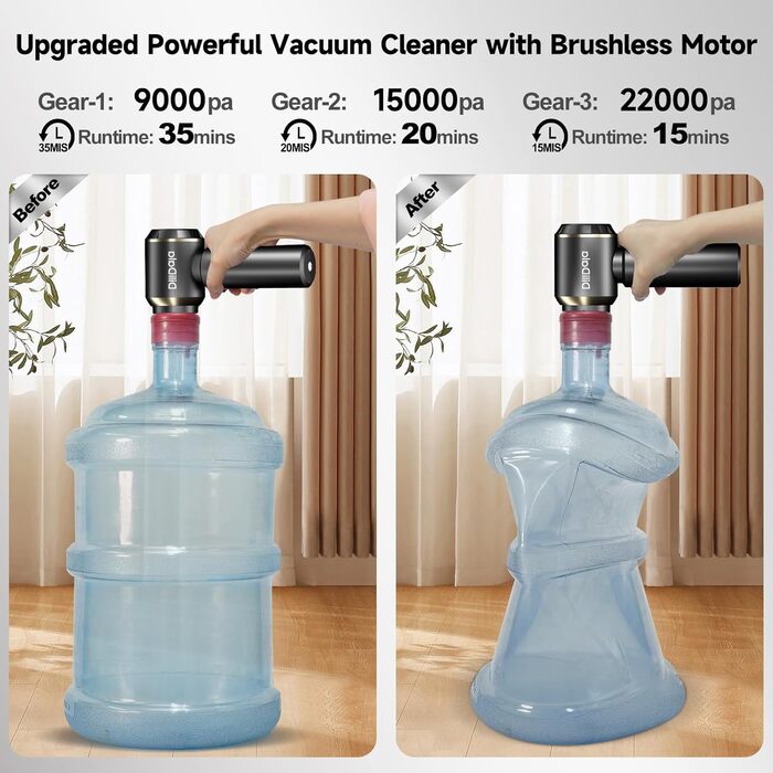 Акумуляторний ручний пилосос DiliDala Акумуляторний, 22000PA автомобільний пилосос з високою потужністю, 4-в-1 акумуляторний автом