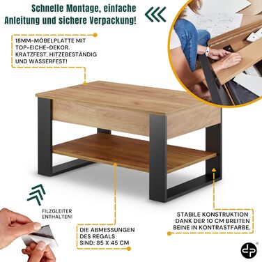 Журнальний столик з регульованою висотою та місцем для зберігання Розкладний стіл для вітальні Журнальний столик з регульованою висотою Розсувні журнальні столики Стіл для вітальні з дуба (чорний дуб)