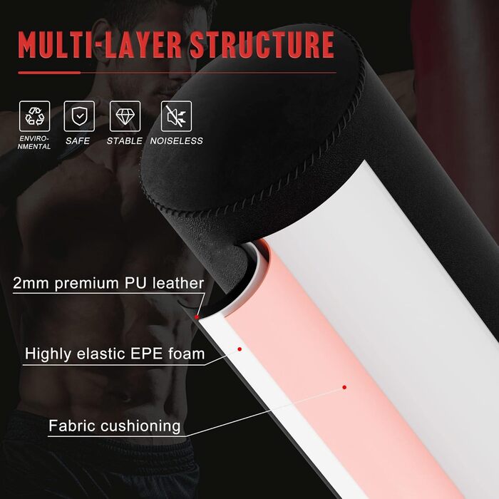 Боксерська груша, що стоїть окремо, 180,3 - 117,9 кг, важка боксерська груша з 12 присосками, підставка для кікбоксингу, спортзалу