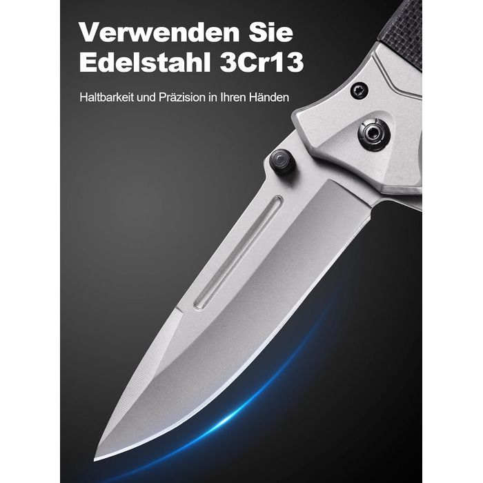 Кишеньковий ніж Rolgno складний ніж, 3Cr13 гострий ніж з нержавіючої сталі на відкритому повітрі з кишеньковим затискачем і замком